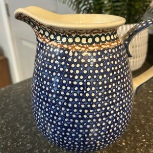 7.5 inch tall polish pottery pitcher